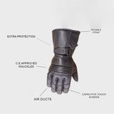 Black Leather Motorcycle Gloves 2XL - Protective and Stylish Gear