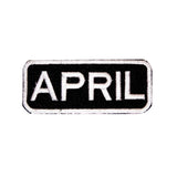 April White on Black Iron on Name Tag Patch for Biker Vest NB104