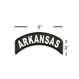 Arkansas State White on Black Small Rocker Patch Front for Biker Jacket Vest