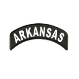 Arkansas State White on Black Small Rocker Patch Front for Biker Jacket Vest