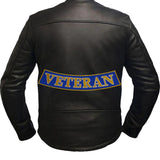 VETERAN Yellow on Blue Bottom Rocker Patch for Vest Jacket