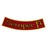 SEMPER FI Yellow on Red with Boarder Bottom Rocker Patch for Vest jacket