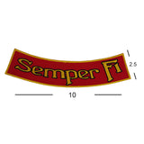 SEMPER FI Yellow on Red with Boarder Bottom Rocker Patch for Vest jacket