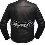 SEMPER FI White on Black with Boarder Bottom Rocker Patch for Vest