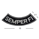 SEMPER FI White on Black with Boarder Bottom Rocker Patch for Vest