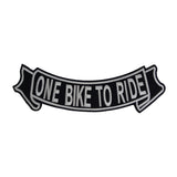 One Bike To Ride White On Black Bottom Rocker Iron on Patch for Biker Vest