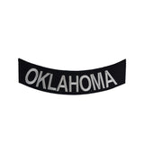 OKLAHOMA White on Black Bottom Rocker Iron on Patch for Biker Vest BR442