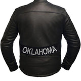 OKLAHOMA White on Black Bottom Rocker Iron on Patch for Biker Vest BR442