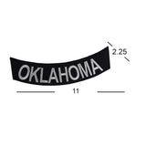 OKLAHOMA White on Black Bottom Rocker Iron on Patch for Biker Vest BR442