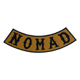 NOMAD Black on Tan Bottom Rocker Iron on Patch for Biker Vest BR473