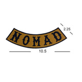 NOMAD Black on Tan Bottom Rocker Iron on Patch for Biker Vest BR473