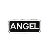 Angel White on Black Iron on Name Tag Patch for Biker Vest NB101