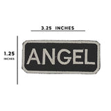 Angel White on Black Iron on Name Tag Patch for Biker Vest NB101