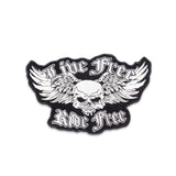 Live Free Ride Free Center Patch for Vest Winged Skull Black and White New