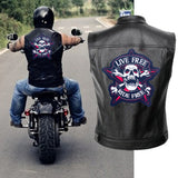 LIVE FREE RIDE FREE Screaming Skull and Crossbones Center Patch for Vest Jacket