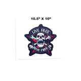 LIVE FREE RIDE FREE Screaming Skull and Crossbones Center Patch for Vest Jacket