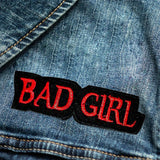 Bad Girl Red White and Black Iron on Small Patch for Women Biker Vest SB468