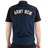 ARMY MOM White on Black Top Rocker Patch for Biker Vest Jacket TR346