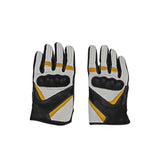 XL Leather Motorcycle Gloves - Knuckle Armor, Cowhide Palm, Stylish White, Black, Yellow Option