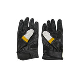 XL Leather Motorcycle Gloves - Knuckle Armor, Cowhide Palm, Stylish White, Black, Yellow Option