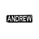 ANDREW White on Black Iron on Name Tag Patch for Biker Vest NB198