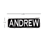 ANDREW White on Black Iron on Name Tag Patch for Biker Vest NB198