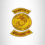 SEMPER FI AFGHANISTAN Brown on Gold Iron on 3 Large Back Patches Set for Biker Vest Jacket