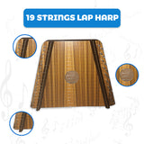 Rose Wood Lap Harp - 19-String Musical Instrument for Artistic Expression