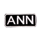 Anna White on Black Iron on Name Tag Patch for Biker Vest NB102