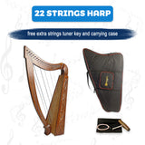 Exquisite 22 Strings Lever Harp | Solid Wood Celtic Irish Rose Harp - Musical Instrument