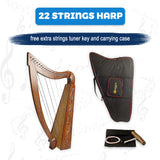 22 Strings Metal Levers Harp with Carrying Case