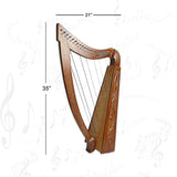 Exquisite 22 Strings Lever Harp | Solid Wood Celtic Irish Rose Harp - Musical Instrument