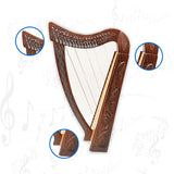 22 String Lever Harp | Celtic Irish Style | Solid wood Harp