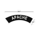 APACHE White on Black Top Rocker Patch for Biker Vest Jacket TR323