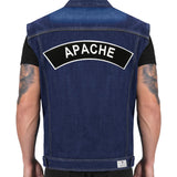 APACHE White on Black Top Rocker Patch for Biker Vest Jacket TR323