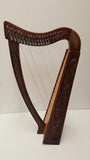 Tall Celtic Irish Rose Harp - 22 Strings Lever Solid Wood - Hand-Engraved Styles