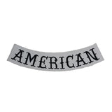 AMERICAN Black on White Bottom Rocker Iron on Patch for Biker Vest BR449