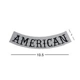 AMERICAN Black on White Bottom Rocker Iron on Patch for Biker Vest BR449