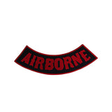 AIRBORNE Red on black Bottom Rocker Iron on Patch for Biker Vest BR445