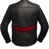 AIRBORNE Red on black Bottom Rocker Iron on Patch for Biker Vest BR445