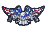 EAGLE WITH CROSS GUNS Iron on Center Patch for Biker Vest CP183