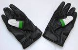 XL Leather Motorcycle Gloves - Knuckle Armor - White Black Green - Premium Protection and Style