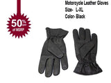 Premium Black Leather Motorcycle Gloves L/XL - Stylish and Protective