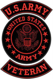 RED US ARMY VETERAN 3 PC BACK PATCHES FOR BIKER MOTORCYCLE VEST JACKET RED NEW-STURGIS MIDWEST INC.