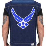 AIR FORCE WINGS MODERN White on Blue Center Patch for Vest