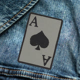 Small Badge Patch | Black on Reflective Small Patch Iron on for Vest | ACE OF SPADES