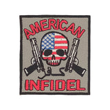 AMERICAN INFIDEL WITH SKULL Iron on Small Patch for Biker Vest SB892