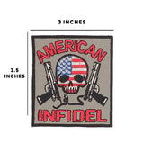 AMERICAN INFIDEL WITH SKULL Iron on Small Patch for Biker Vest SB892