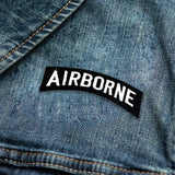 Top Rocker Patch for Biker Vest Jacket | AIR BORNE White on Black