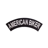 AMERICAN BIKER White on Black Top Rocker Patch for Biker Vest Jacket TR342